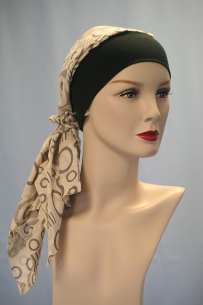 Abbie Band/Scarf Mink Circles on Cream