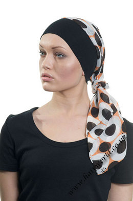 Abbie Band/Scarf Brown & Cream Circles on Orange